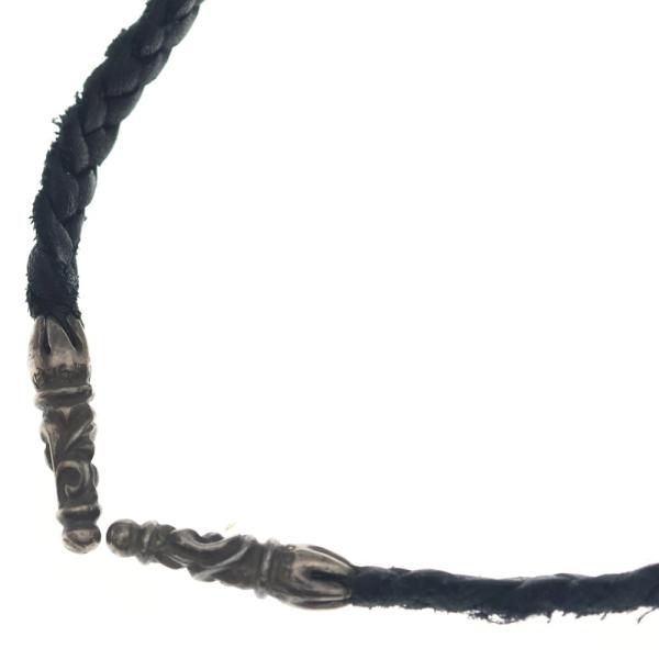 CHROME HEARTS クロムハーツ LEATHER BRAID SCROLL ネックレス レザーブレイドネックレス ブラック/シルバー BCA377 CHROME HEARTS（クロムハーツ） LEATHER BRAID SCROLL ネックレス