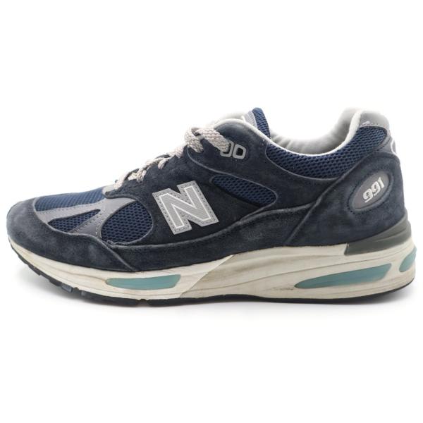 New Balance ニューバランス U991NV2 スウェード ローカットスニーカー ネイビー