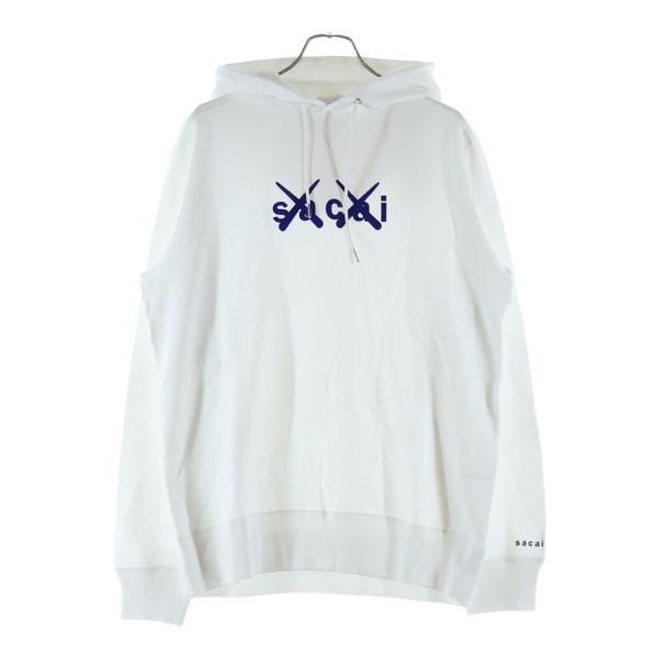 Sacai サカイ 21AW ×KAWS FLOCK PRINT HOODIE カウズ フロックプリント コットン プルオーバーフーディー パーカー ホワイト 21-0286S sacai（サカイ） 21AW ×KAWS FLOCK PRINT HOODIE カウズ フロック