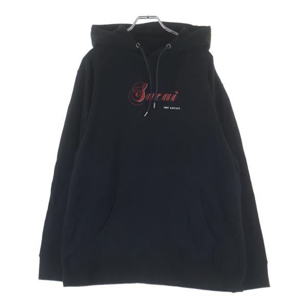 Sacai サカイ 19AW ×FRAGMENT DESIGN フラグメントデザイン コットン 両面プリント プルオーバーフーディー パーカー ブラック 19-02028M sacai（サカイ） 19AW ×FRAGMENT DESIGN フラグメントデザイン