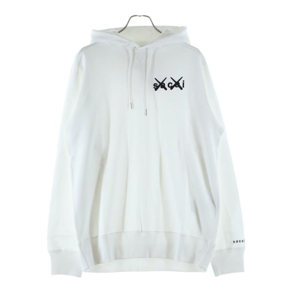 Sacai サカイ 21AW ×KAWS EMBROIDERY HOODIE カウズ コットン ロゴエンブロイダリー プルオーバーフーディー パーカー ホワイト 21-0283S sacai（サカイ） 21AW ×KAWS EMBROIDERY HOODIE カウズ コットン ロゴ