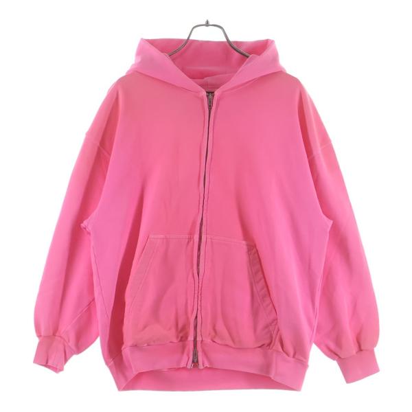 バレンシアガ 23SS Vintage Small Zip-up Hoodie ヴィンテージ加工 スモールジップアップパーカー フーディー ピンク 744454 TOVG5
