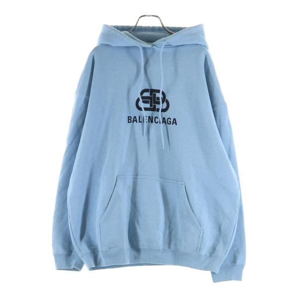 BALENCIAGA バレンシアガ 20SS BBロゴ フロントプリント プルオーバーパーカー フーディー ブルー 570811 THV78 BALENCIAGA（バレンシアガ） 20SS BBロゴ フロントプリント プル