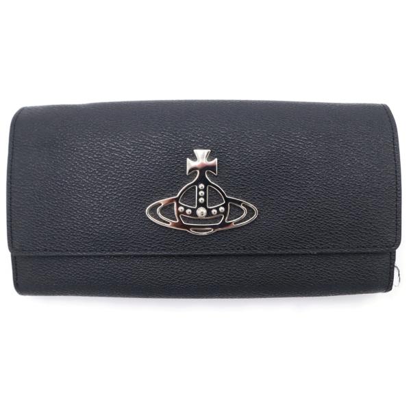 Vivienne Westwood ヴィヴィアンウエストウッド ANNIE アニー 牛革レザー 二つ折り長財布 ウォレット ブラック 390310
