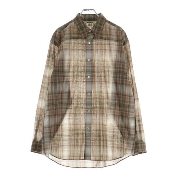 AURALEE オーラリー 21AW WOOL RECYCLED POLYESTER CLOTH SHIRTS ウール リサイクルドポリエステル クロス 長袖チェックシャツ ベージュ A21AS01EM AURALEE（オーラリー） 21AW WOOL RECYCLED POLYESTER CLOTH SHIRTS