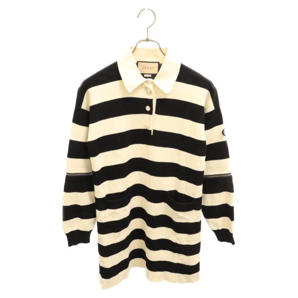 GUCCI（グッチ） 2Way Border Polo 袖ジップ 2ウェイ ポロワンピース 