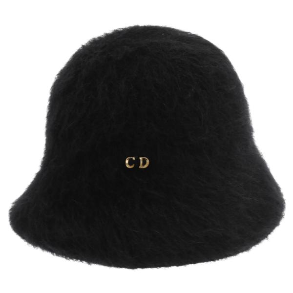 極美品▲Christian Dior クリスチャンディオール 35DTM985G102 モヘア混 CDロゴ金具 バケット ハット ブラック M 伊製 正規品 レディース Christian Dior（クリスチャン・ディオール） CD Mohair Hat CD モヘア