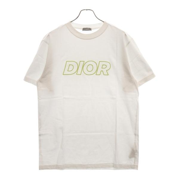DIOR ディオール ネオンロゴ刺繍 オーバーサイズ 半袖Tシャツ ホワイト 