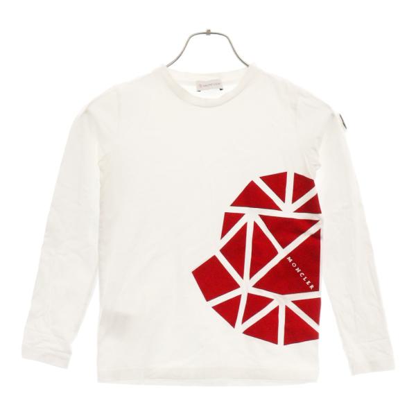 MONCLER - MONCLER モンクレール MAGLIA T-SHIRT M/LUNGA フェルトデザイン コットン ロングスリーブカットソー 長袖 ロンT ホワイト/レッド MONCLER モンクレール MAGLIA T-SHIRT M/LUNGA フェルトデザイン
