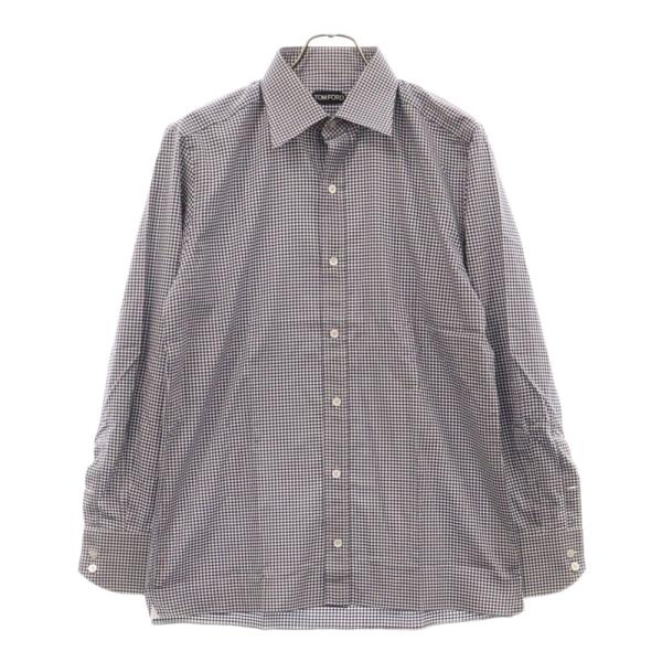 TOM FORD トムフォード ギンガムチェック 長袖 シャツ ブルー TOM FORD トムフォード ギンガムチェック 長袖 シャツ ブルー
