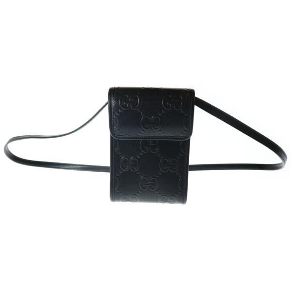 GUCCI グッチ GGエンボス レザー ショルダーバッグ ブラック 625571