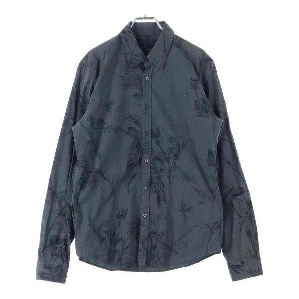 GUCCI（グッチ） フラワー総柄 スリム コットン 長袖シャツホ グレー