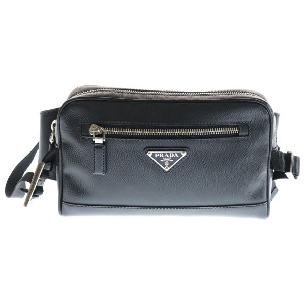 ⭐︎ PRADA プラダ ベルト サフィアーノ トライアングル 美品 ブラック PRADA（プラダ） サフィアーノ トライアングル ベルトバッグ ボディ