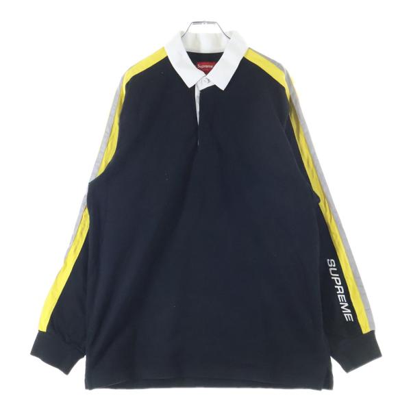 Supreme ラガーシャツ L 黒/黄色/白 Supreme（シュプリーム） 18AW Reflective Sleeve Stripe Rugby