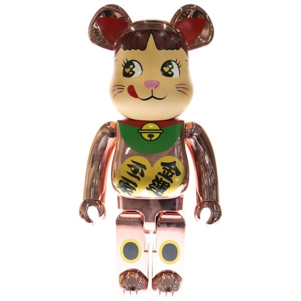 BE@RBRICK 招き猫 ペコちゃん 金運ダブル小判 桃金メッキ 1000% ダブル小判で金運アップ祈願！不二家の桃金メッキの招き猫ペコちゃんの