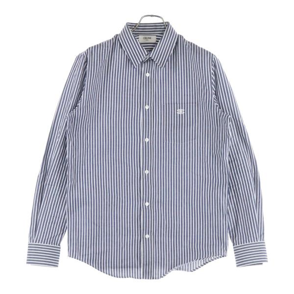 CELINE（セリーヌ） トリオンフ刺繍 ルーズ ストライプ 長袖シャツ