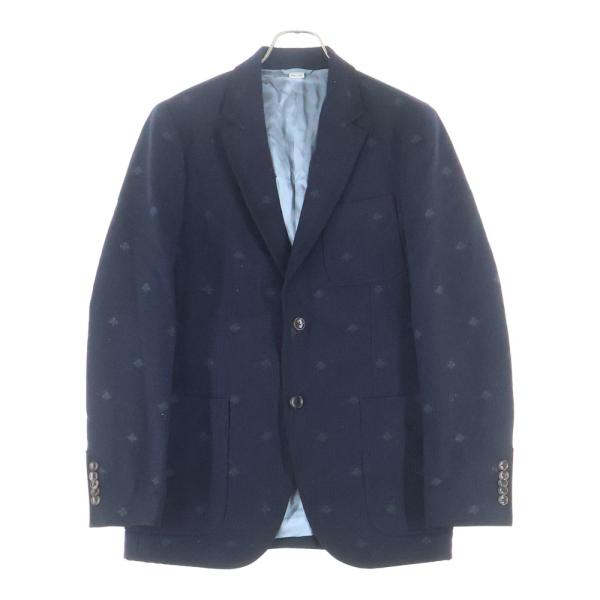 グッチ　テーラードジャケット 38 ブラック系　ロゴボタン　ステッチ　裏地総柄 GUCCI（グッチ） 総柄 2B シングル テーラードジャケット ブラック