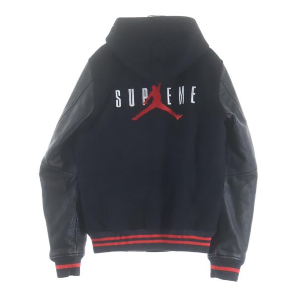 15AW supreme air Jordan コラボ　レザースタジャン Supreme（シュプリーム） 15AW ×NIKE JORDAN Hooded Varsity Jacket