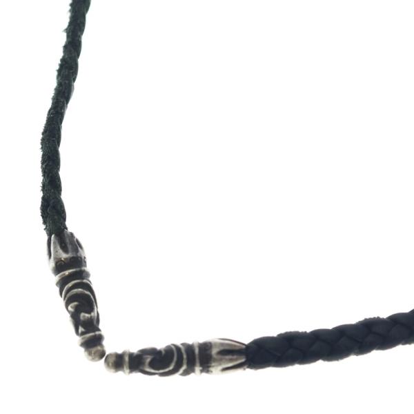 CHROME HEARTS クロムハーツ LEATHER BRAID SCROLL ネックレス レザーブレイドネックレス ブラック/シルバー BCA377 CHROME HEARTS（クロムハーツ） LEATHER BRAID SCROLL ネックレス