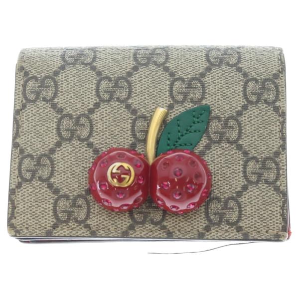GUCCI（グッチ） GGスプリーム チェリー コンパクトウォレット 二
