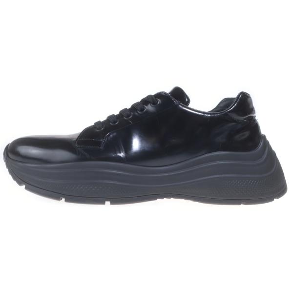美品 PRADA 2019AW スタッズ レザー シューズ 7 26.5相当 黒 PRADA（プラダ） 19AW ブラッシュドレザー ローカットスニーカー