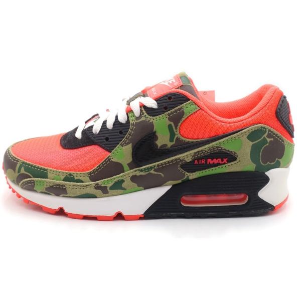 ナイキ ×atmos AIR MAX 90 DUCK CAMO CW6024-600 アトモス エアマックス ダックカモ ローカットスニーカー カーキ/ピンク US8.5/26.5cm