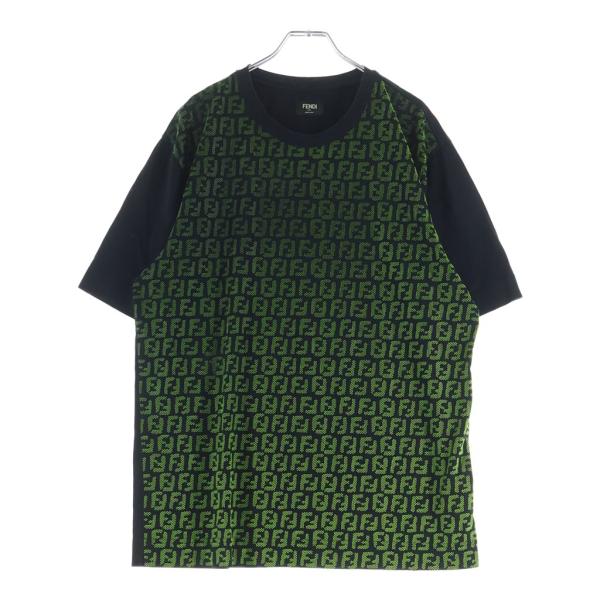 フェンディ　ズッカ柄　半袖シャツ　総柄 カーキ系　40 FENDI（フェンディ） ズッカ総柄 オーバーサイズ半袖Tシャツ ブラック