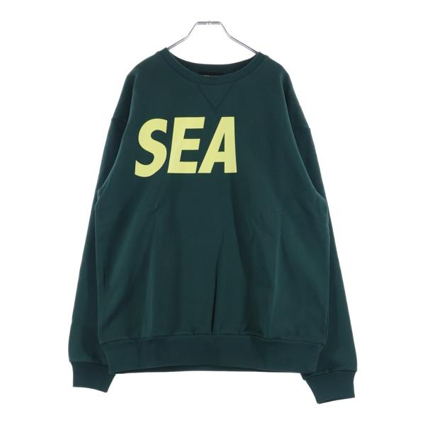 WIND AND SEA ウィンダンシー 23AW ロゴプリント クルーネック スウェット トレーナー グリーン WDS-O-SEA-23-Q2-CS-01 WIND AND SEA（ウィンダンシー） 23AW ロゴプリント クルーネック
