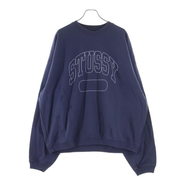 STUSSY ステューシー 23AW VARSITY OVERSIZED CREW フロントロゴデザイン クルーネック 長袖スウェット トレーナー ネイビー 118536 118536 STUSSY（ステューシー） 23AW VARSITY OVERSIZED CREW フロントロゴ