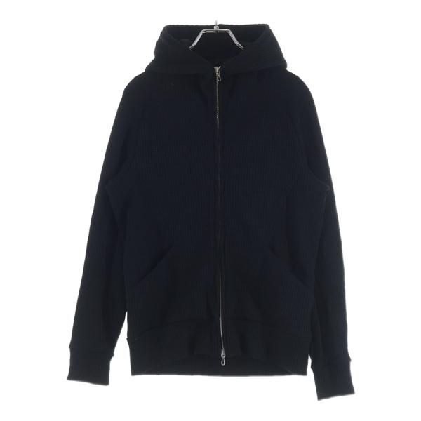 ATTACHMENT アタッチメント 19SS ジップアップ フーデッド ワッフル パーカー ブラック AB91-254 ATTACHMENT（アタッチメント） 19SS ジップアップ フーデッド ワッフル