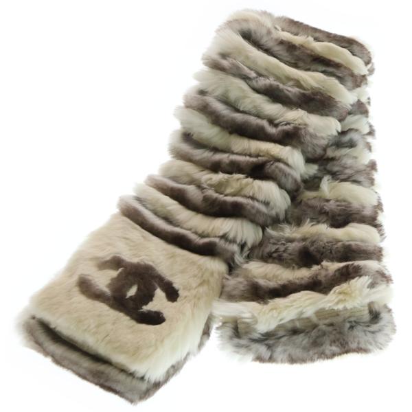 CHANEL（シャネル） ココマーク マフラー ホワイト ブラウン オリラグ