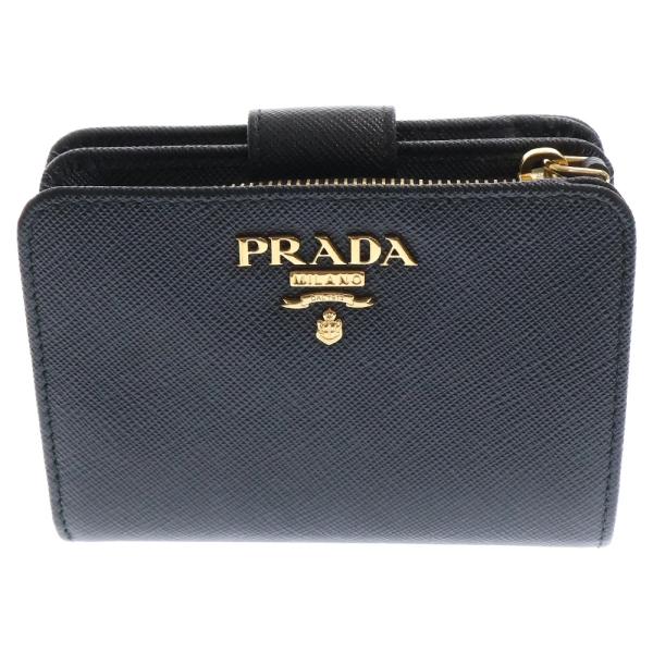 希少 正規品 PRADA サフィアーノシャイン 1ML018 黒 プラダ財布 PRADA（プラダ） サフィアーノ 二つ折り財布 1ML018 ブラック レザー