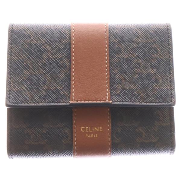 付属品付✨セリーヌ 折り財布 トリオンフ レザー ブラウン ゴールド金具 付属品付✨セリーヌ 折り財布 トリオンフ レザー ブラウン ゴールド