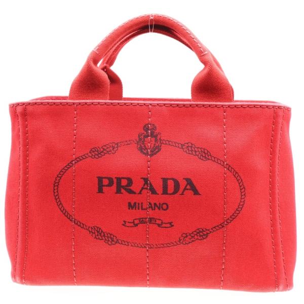 良品✨PRADA トライアングルプレート　ナイロン　ミニトートバッグ　レッド 良品✨PRADA トライアングルプレート ナイロン ミニトートバッグ レッド