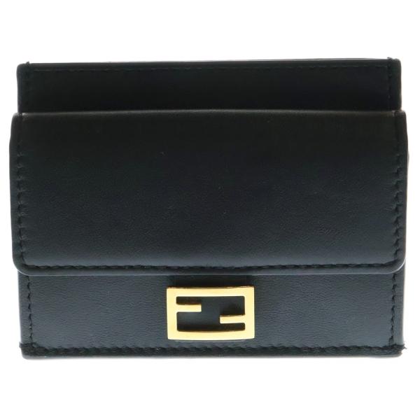 FENDI（フェンディ） FFロゴプレート ズッカ柄 バゲット レザー カード