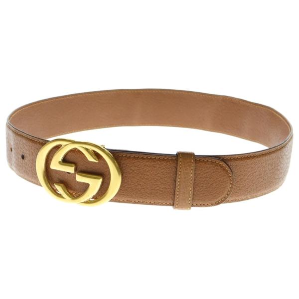 ☆グッチ GUCCI☆インターロッキングG チェーン ベルト ゴールド GUCCI（グッチ） インターロッキングG ベルト ブラウン ゴールド金具