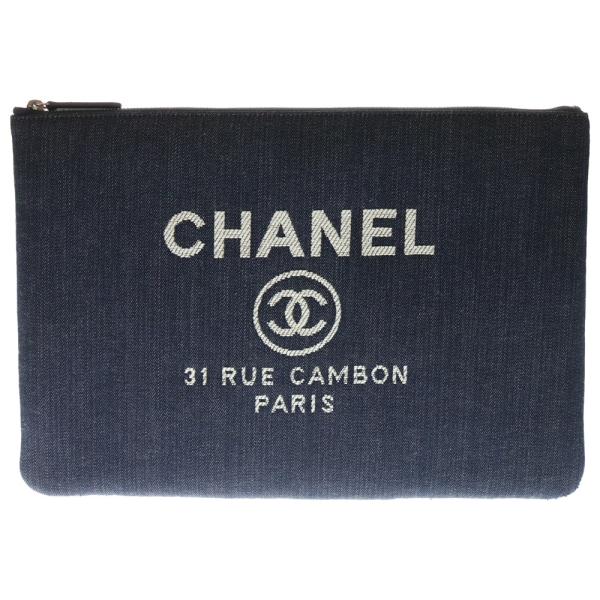 シャネル　ちりばめCCロゴ　デニム　クラッチバッグ　ヴィンテージシャネル CHANEL（シャネル） ドーヴィル ココマーク ロゴジャガード デニム