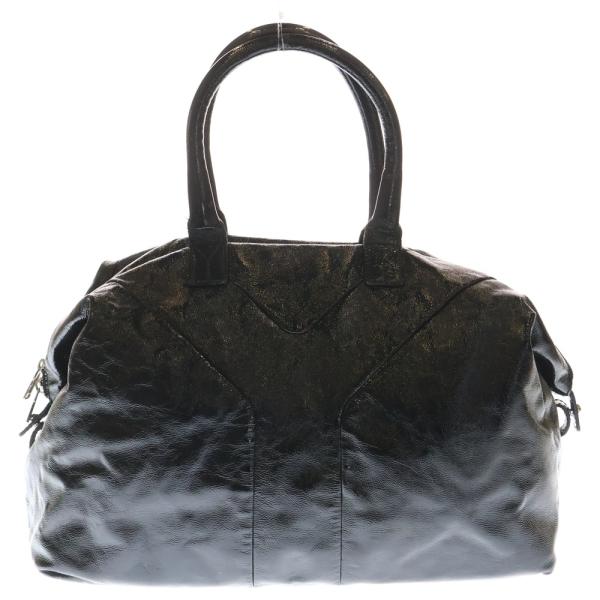 良品　イヴサンローラン　イージー　Yロゴ　黒　パテントレザー　ミニボストンバッグ 良品 イヴサンローラン イージー Yロゴ 黒 パテントレザー ミニ