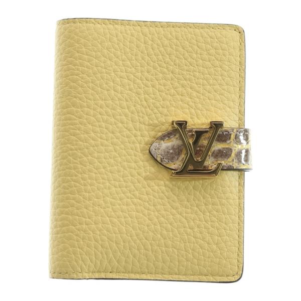 LOUIS VUITTON ルイヴィトン ヴェルティカル コンパクトウォレット 二つ折り財布 ケース イエロー レザー×パイソン ゴールド金具 shopbring_9626a140022