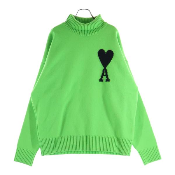 AMI PARIS ミントグリーン タートルネックセーター ami paris アミパリス Ami de Coeur ハートロゴ ウール タートルネック
