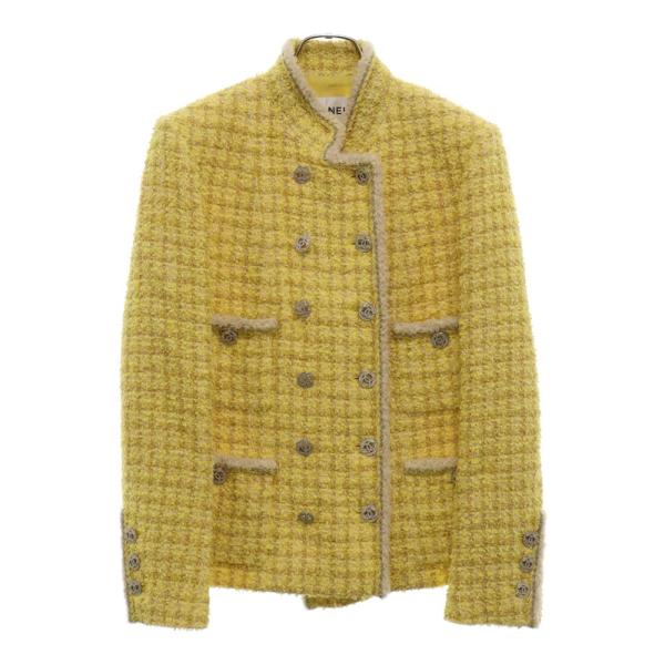 CHANEL シャネル ツイードジャケット ココマークボタン イエロー CHANEL シャネル ツイードジャケット ココマークボタン イエロー