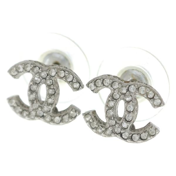 CHANEL（シャネル） ココマーク ラインストーンピアス シルバー