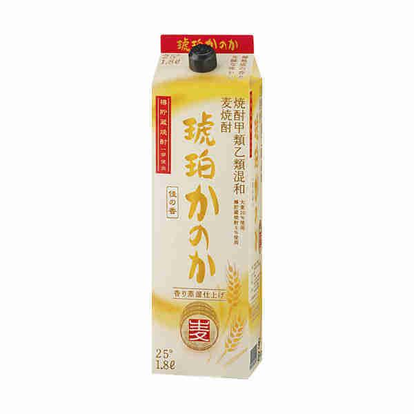 アサヒ 麦焼酎 琥珀かのか 25度 紙パック 焼酎甲類乙類混和 1.8L 1800ml 6本 1ケース 麦焼酎