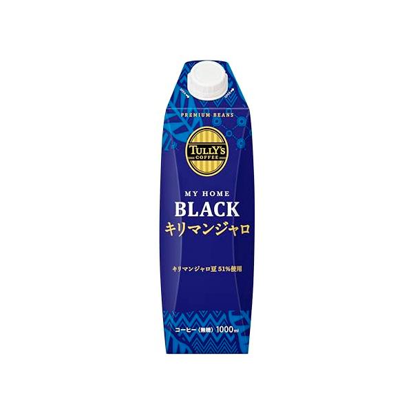他サイト： タリーズコーヒー ブラック キリマンジャロ 無糖 1000ml×6本 キャップ付き 紙パックの商品画像
