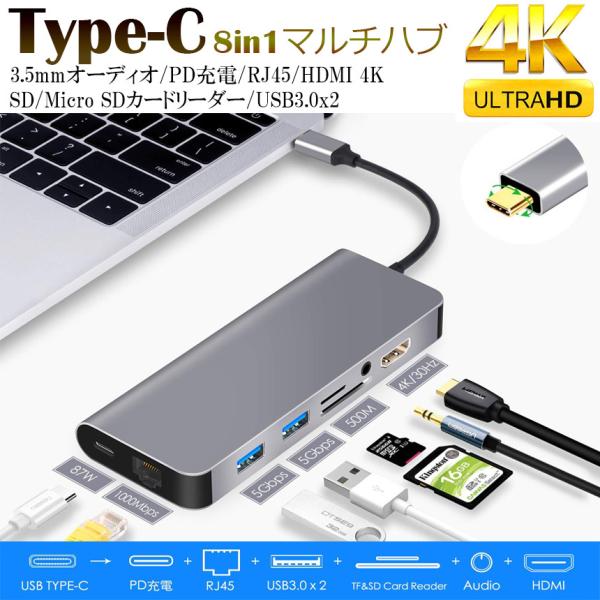 Usb C ハブ Type C ハブ Hdmi 4k 有線lan ギガビットイーサネット 8in1 マルチハブ オーディオ Rj45 Sdカードusb3 0 任天堂 Ipad Pro Macbook Pro対応 8in1usbc Mf1102 3a Shop East 通販 Yahoo ショッピング