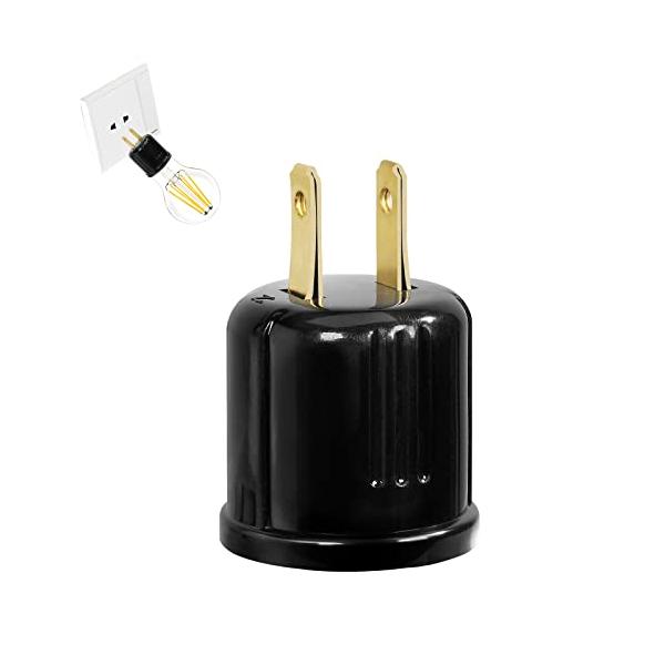 カラー：黒いサイズ：1個入りスタイル：黒い1、コンセントをソケットに変換できます： コンセントにこのアダプターを接続すれば、一般的な白熱電球・LED電球（口金：E26）が点灯できます、100ワット以下の電球用。2、包装：1個入り、色: 黒い...