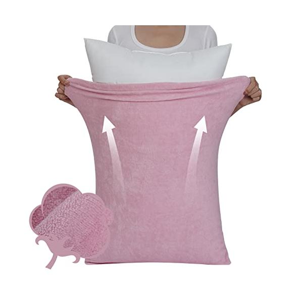 カラー：ピンクサイズ：35 cm x 50 cmスタイル：?方【のびのび素材であらゆる枕にフィット】：枕カバーの本体サイズ：約32×約48cm。タテ・ヨコ自在にぐんぐん伸び、お使いのまくら（低反発枕、カーブ形状の枕、変形した形の枕など）をし...