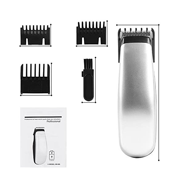 カラー：Silver【三つコーム付＋長さ調節可能】3種類ガイドコームを付属して必要に応じて選べて、簡単にお好みの髪の長さにカットできます。子供・大人ともに対応、家庭用最適です。楽に散髪代を節約！敬老の日、父の日にギフトとして父、お爺さん、叔...