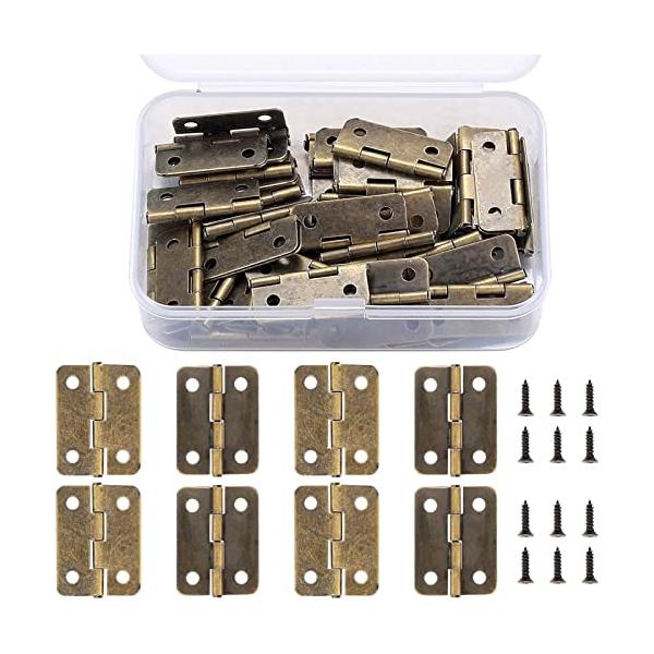 【セット内容】蝶番50個。 固定用ネジ、収納箱付き。【サイズ】約15*18mm。【材質】鉄製、耐久性があり、錆びにくく、色あせしにくい。【取り付け簡単】木箱やドアに取り付け、4つの取り付け穴は高負荷に耐えられるように設計されています。【幅広...