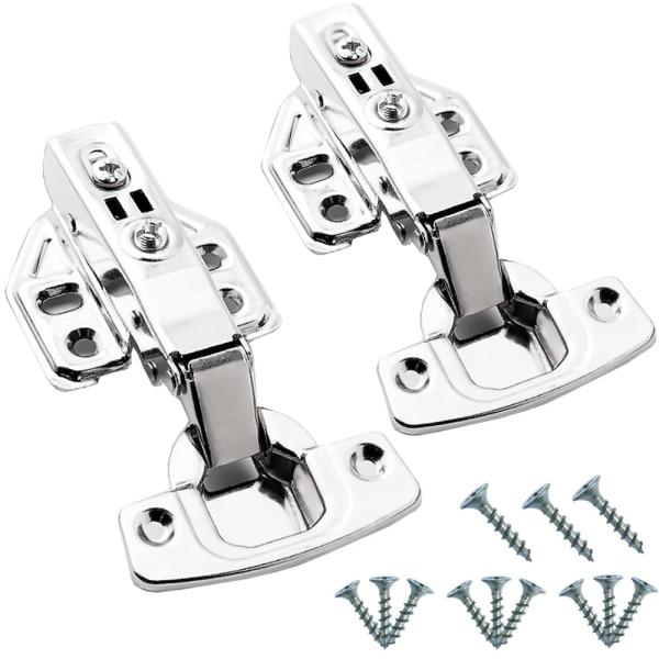 パッケージリスト：2個スライド蝶番(全かぶせ)+12個固定ネジ 材質：ステンレス鋼 蝶番カップ径 : 35mm カラー：シルバー ドアの厚さ約：18mm。油圧ソフトクローズレール、任意のキャビネットのドアのために設計された油圧ソフトクローズ...